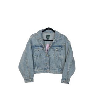 Wild Fable Junior's Distressed Light Blue Denim Jean Jacket Size XXS NWT